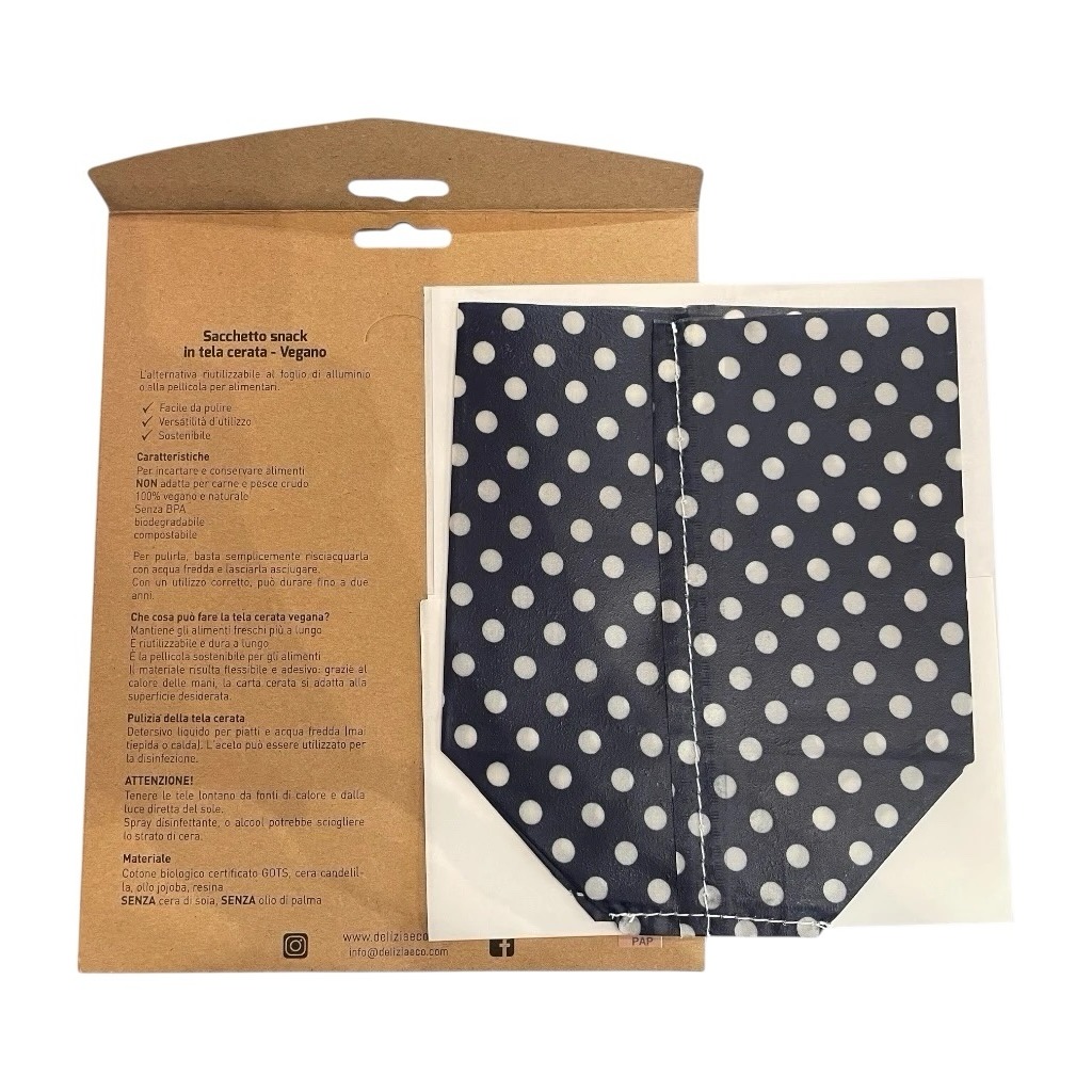 Sacchetto snack in tela cerata vegan