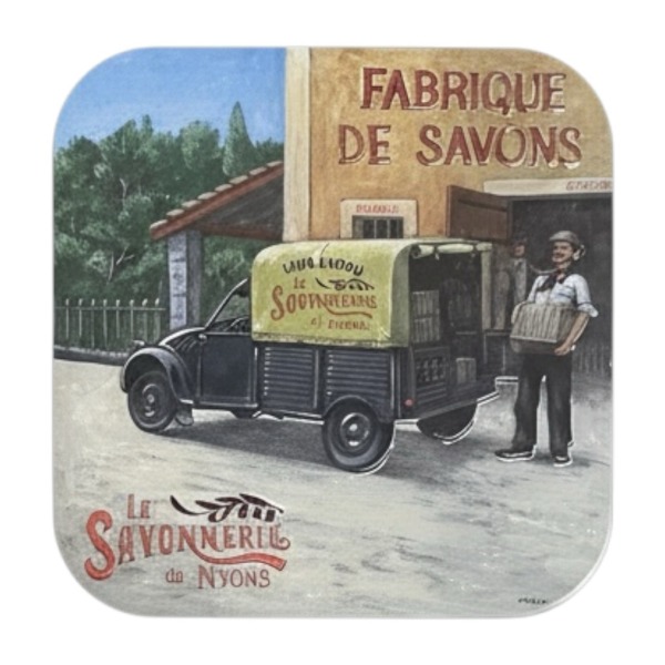 Anni ’30 – Saponetta in latta vintage francese “Fiori di Cotone” SAVONNERIE DE NYONS