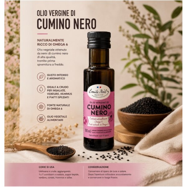 Olio di Cumino Nero – Olio vegetale aromatico da prima spremitura a freddo 100ml