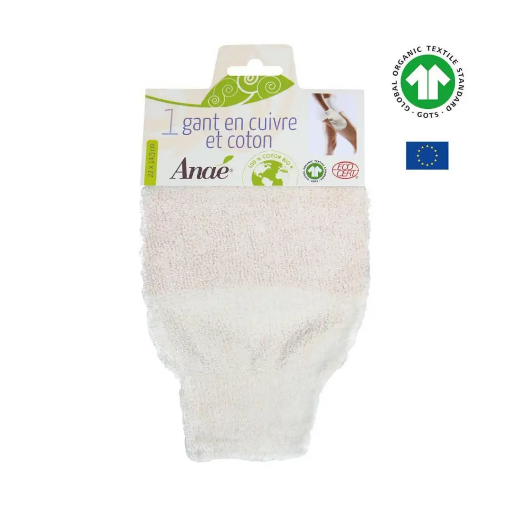 Guanto Esfoliante in Cotone e Rame – Delicato per pelli sensibili e neonati