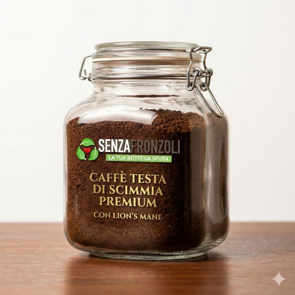 Caffè macinato Testa di Scimmia Premium – Caffè funzionale con Lion’s Mane, Bacopa e L-Teanina 100gr