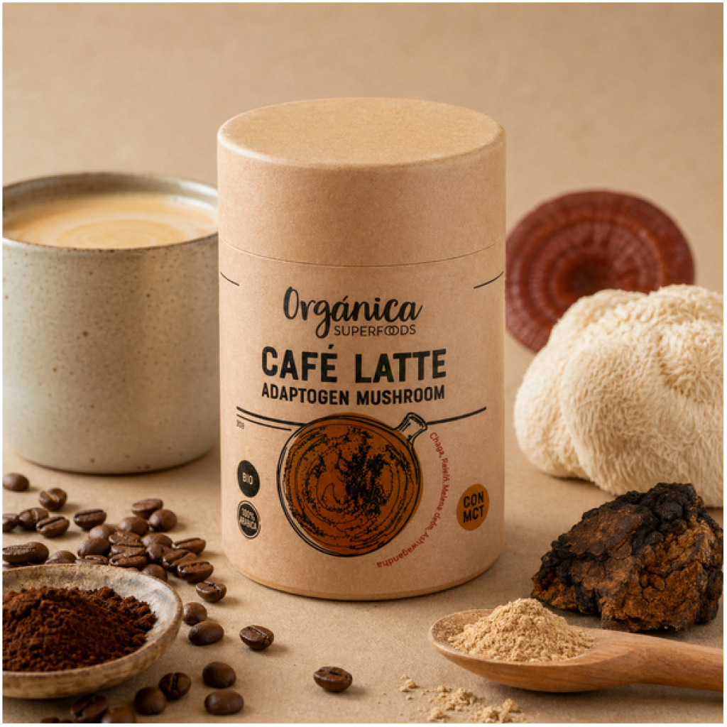 Caffè Latte con Funghi Adattogeni – Energia Mentale Senza Stress