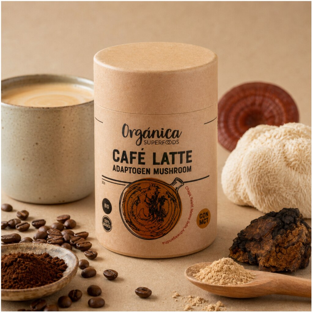 Caffè Latte con Funghi Adattogeni – Energia Mentale Senza Stress