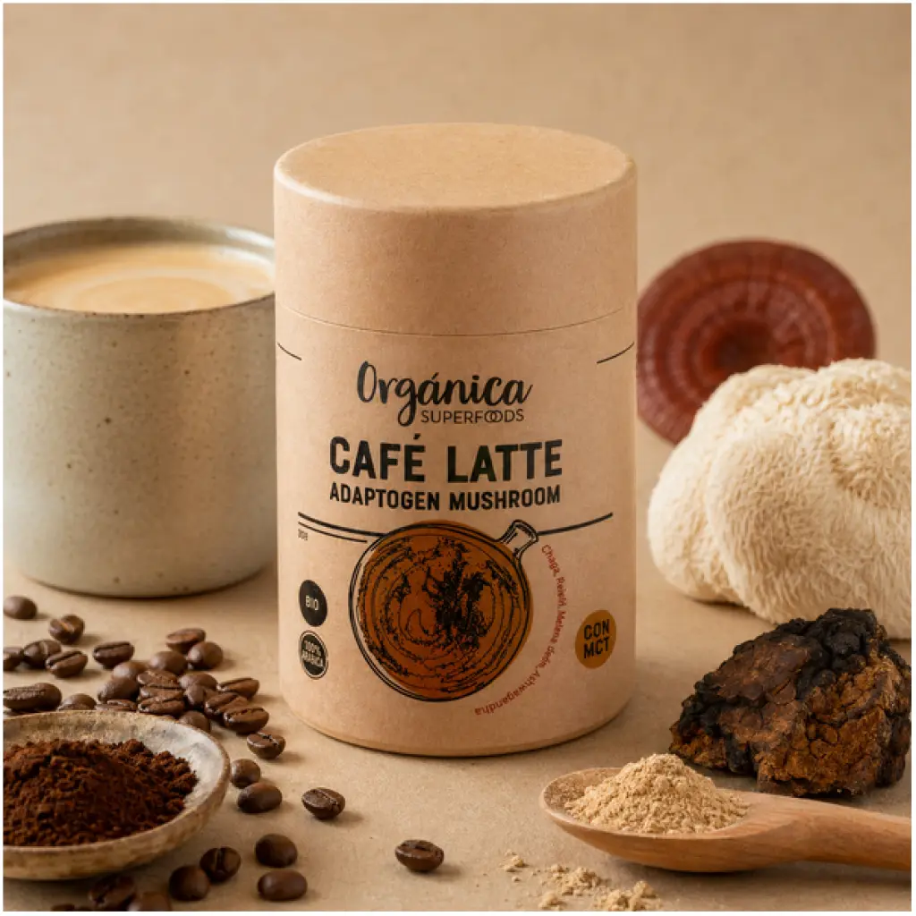 Caffè Latte con Funghi Adattogeni – Energia Mentale Senza Stress