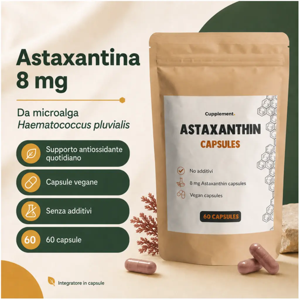 Astaxantina 8 mg – Capsule vegetali da microalga 60 capsule