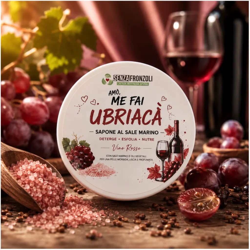 AMÒ, ME FAI UBRIACÀ – SAPONE SCRUB CORPO AL SALE MARINO E VINO ROSSO 200 ML