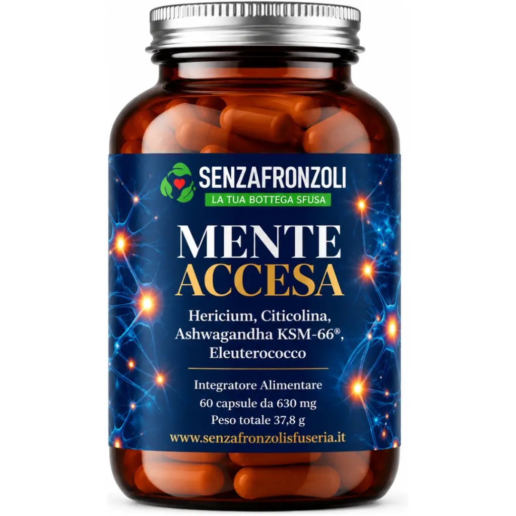 Mente Accesa – Citicolina 250 mg, Hericium, Ashwagandha KSM-66® ed Eleuterococco – 60 capsule